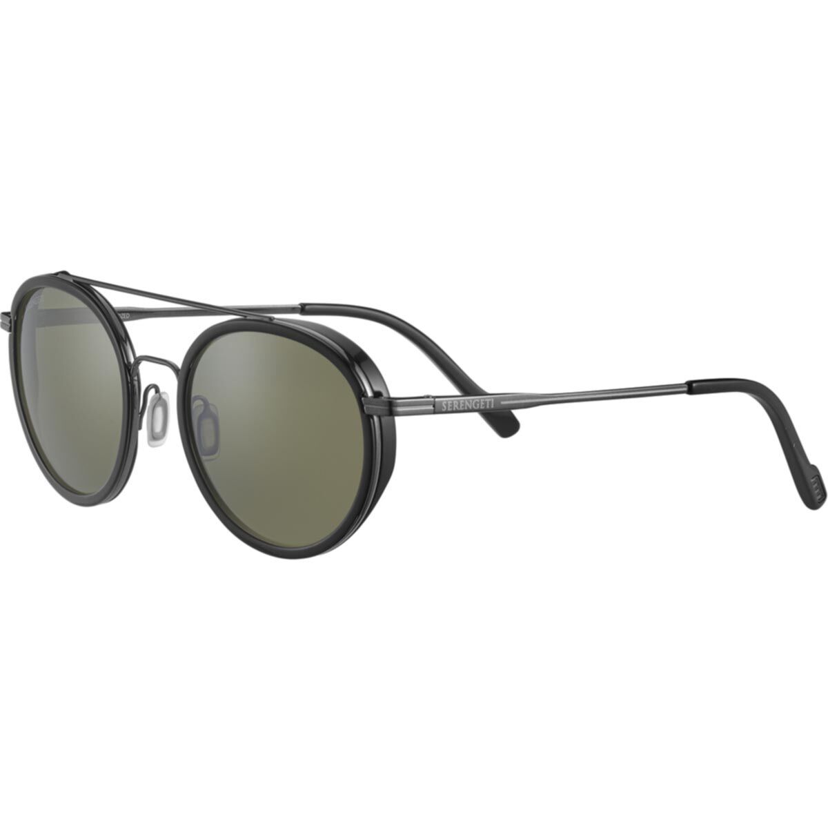 GEARY , Shiny Black Acetate with Shiny Dark Gunmetal Acetate-Mineral Polarized 555nm Cat 3 to 3, hi-res image number null